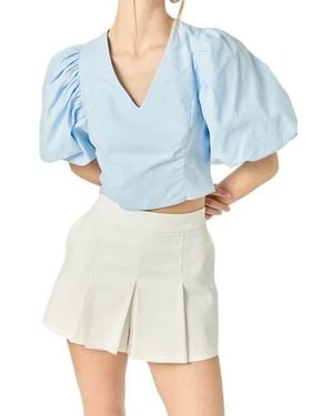 Endless Rose V-Neck Crop Top - Blue