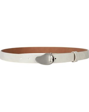 Linea Pelle Organic Plaque Buckle Faux Leather Belt - White