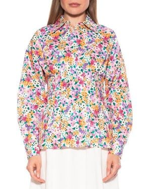 Alexia Admor Calliope Fitted Long Sleeve Button-Up Shirt - Red