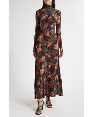 Ulla Johnson Koa Allover Print Long Sleeve Jersey Dress - Black
