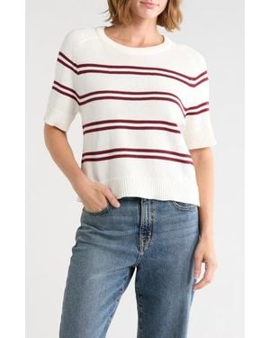 Vigoss Nautical Stripe Cotton Blend Sweater - White