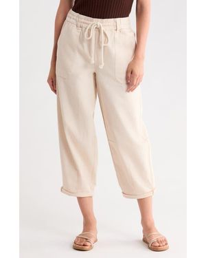 Democracy Tie Waist Barrel Pants - Natural