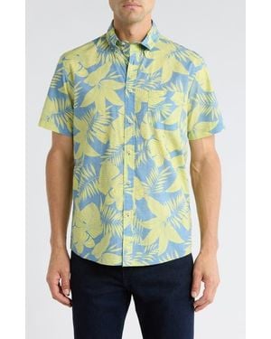 Brooks Brothers Regular Fit Leaf Print Short Sleeve Cotton Button-Down Shirt - Green