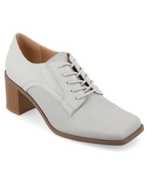 Journee Collection Sylvan Block Heel Derby Pump - White