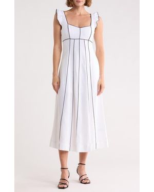 Ellen Tracy Piped Midi Dress - White