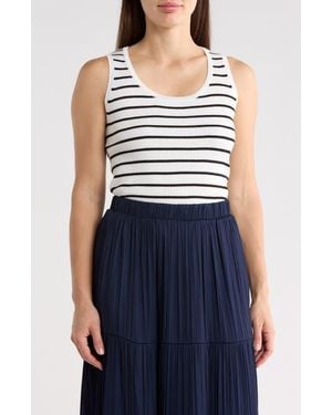 Tahari Stripe Scoop Neck Tank - Gray