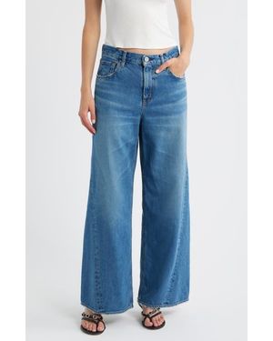Moussy Atlanta Twisted Seam Wide Leg Jeans - Blue