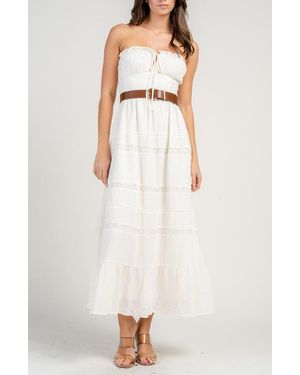 Beivy Strapless Long Crepe Dress - White