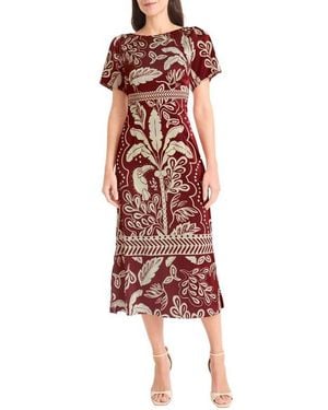 Maggy London Flutter Sleeve Midi Dress - Red