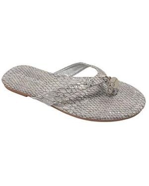 Bebe Python Embossed Thong Sandal - Gray