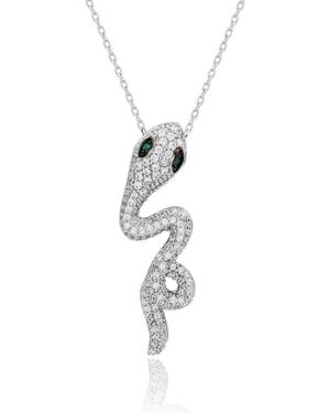Suzy Levian Pavé Cubic Zirconia Wild Snake Pendant Necklace - Metallic