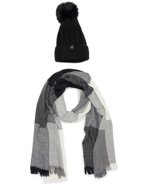 Nanette Lepore Faux Fur Pompom Beanie & Scarf Gift Set - White