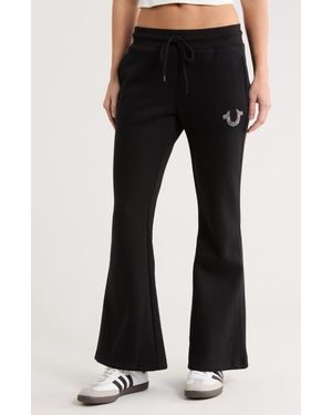 TRUE RELIGION Crystal Logo Flare Sweatpants - Black