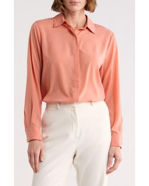 Tahari Hidden Placket Long Sleeve Shirt - Pink