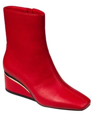 Ninety Union Mona Square Toe Wedge Boot - Red