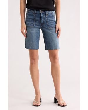 Kut From The Kloth Jenny Cutoff High Waist Bermuda Shorts - Blue