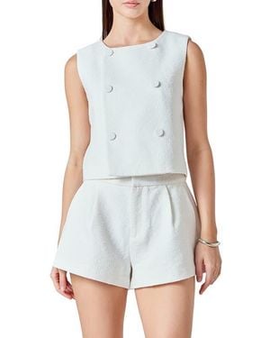 Endless Rose Double Breasted Crop Top - White