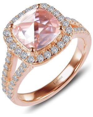 Lafonn Cushion Simulated Morganite & Simulated Diamond Ring - Pink