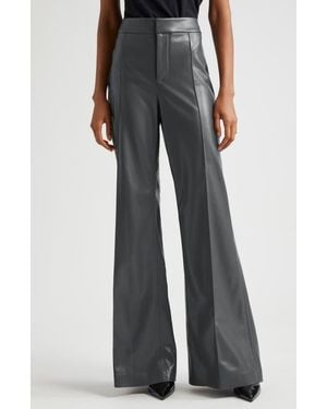 Alice + Olivia Dylan High Waist Faux Leather Flare Leg Pants - Black