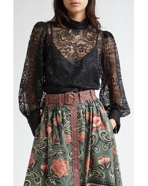FARM Rio Long Sleeve Lace Shirt - Black