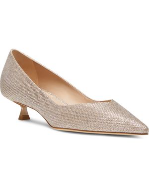 Stuart Weitzman Eva Kitten Heel Pointed Toe Pump - White