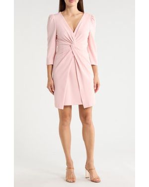 Julia Jordan Knotted Three-Quarter Sleeve Minidress - Pink