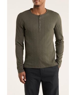 John Varvatos Richard Long Sleeve Waffle Henley - Green