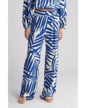 Gemma Jane Palm Print Pull-On Pants - Blue