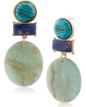 Jardin Geometric Boho Statement Drop Earrings - Green