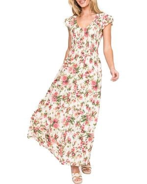 Gibsonlook Floral Smocked Maxi Dress - Pink