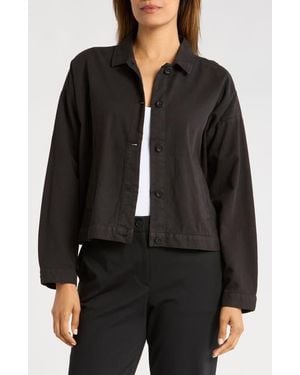 Eileen Fisher Classic Collar Organic Cotton Blend Jacket - Black