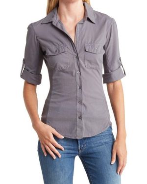 James Perse Three-Quarter Sleeve Button-Up Shirt - Gray