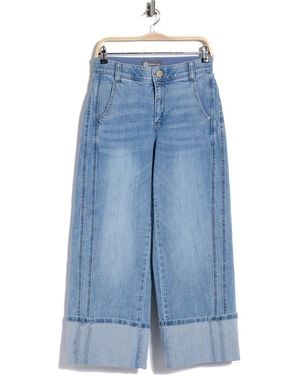 Democracy Cuffed Wide Leg Cropped Jeans - Blue
