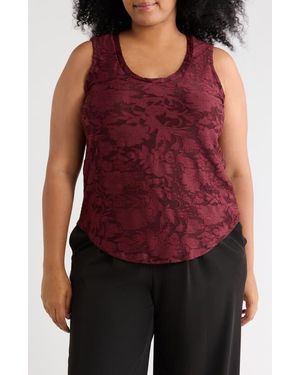 Tahari Floral Scoop Neck Tank Top - Purple