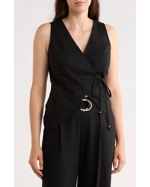 Gemma  Jane Wrap Front Vest Top - Black