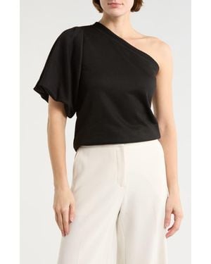Tart Collections Joylyn One Shoulder Flutter Sleeve Top - Black