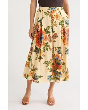 Tahari Floral Pull-On Maxi Skirt - Metallic