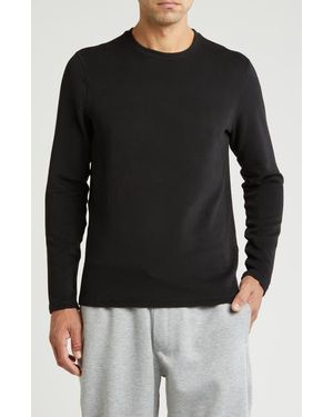 90 Degrees Waffle Knit Crewneck Top - Black