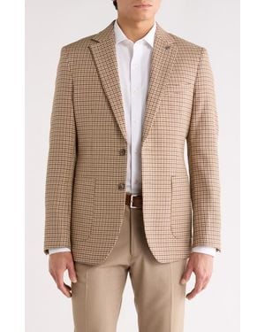 Tahari Plaid Slim Fit Sport Coat - Natural