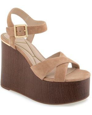 Kenneth Cole Taelyn Platform Wedge Sandal - Brown