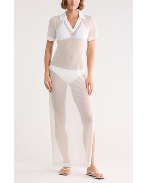 Hutch Sheer Mesh Cover-Up Shirtdress - White
