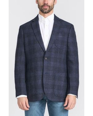 Flynt Plaid Wool Blend Sport Coat - Blue