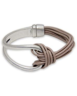 Saachi Knotted Leather Cord Magnetic Bracelet - Gray