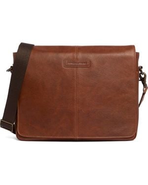 Johnston & Murphy Pebbled Leather Messenger Bag - Brown