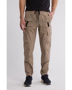 American Stitch Stretch Nylon Drawstring Cargo Pants - Natural