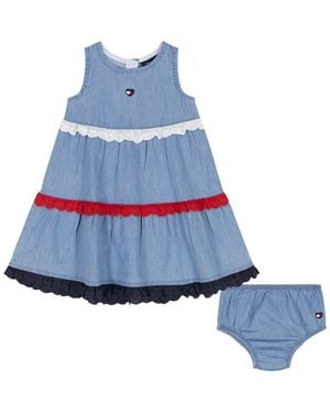 Tommy Hilfiger Tiered Denim Dress & Bloomers - Blue