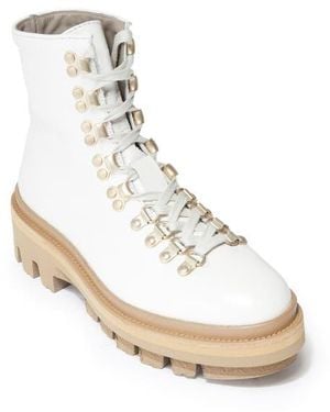 AllSaints Wanda Genuine Shearling Lug Sole Combat Boot - White