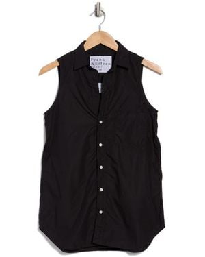 Frank & Eileen Cotton Button-Up Top - Black