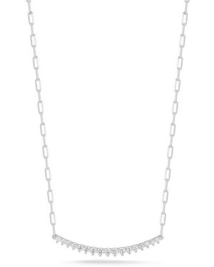 Chloe and Madison Cubic Zirconia Bar Necklace - White