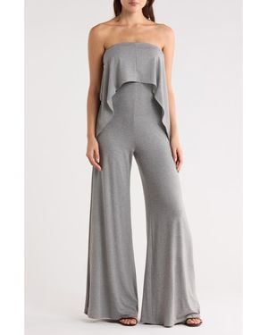 Go Couture Strapless Popover Jumpsuit - Gray